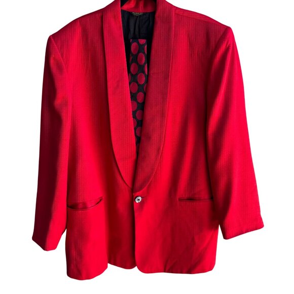 Alan Stuart Vintage Red Shawl Collar Blazer With Mastolini Couture Polka Dot Tie - Picture 1 of 12